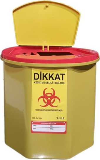 Tıbbi Atık Kovası 1.3 Litre (TAK3200) -  Güvenli ve Dayanıklı