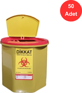 Tıbbi Atık Kovası 1.3 Litre x 50 Adet  -  Güvenli ve Dayanıklı