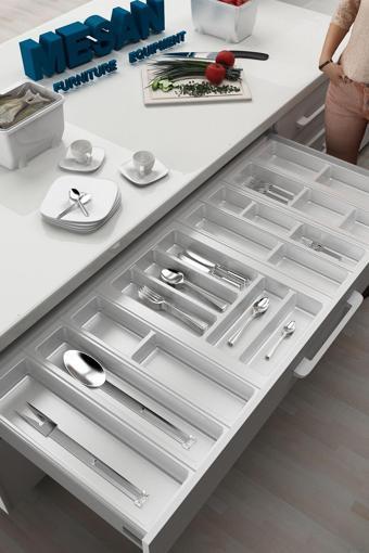 Tify Mutfak Çekmece Içi Kaşıklık 114Cm X 48Cm Yanlar Ve Boydan 4Cm Kesilebilir, Beyaz