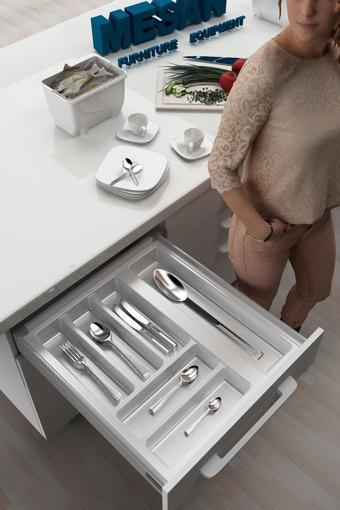 Tify Mutfak Çekmece Içi Kaşıklık 39Cm X 48Cm Yanlar Ve Boydan 4Cm Kesilebilir, Beyaz