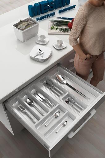 Tify Mutfak Çekmece Içi Kaşıklık 54Cm X 48Cm Yanlar Ve Boydan 4Cm Kesilebilir, Beyaz