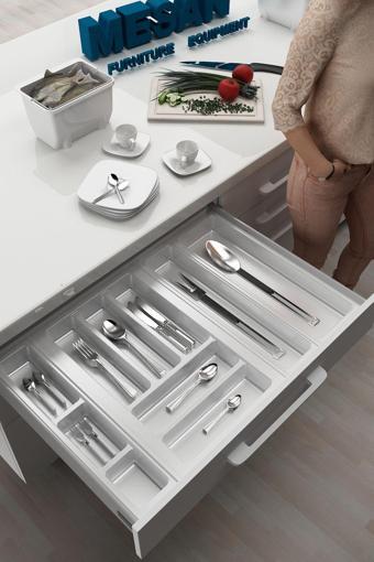 Tify Mutfak Çekmece Içi Kaşıklık 64Cm X 48Cm Yanlar Ve Boydan 4Cm Kesilebilir, Beyaz