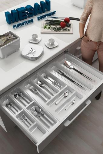 Tify Mutfak Çekmece Içi Kaşıklık 74Cm X 48Cm Yanlar Ve Boydan 4Cm Kesilebilir, Beyaz
