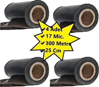 Tify Palet Siyah Dilimli Streç 25 Cm 17 Mic.  1000Gr / 300Mt. Siyah 4 Adet