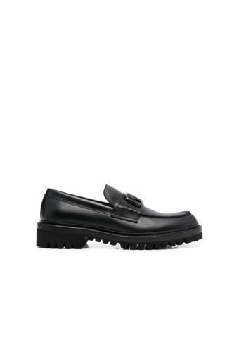 Valentino Garavani Vlogo Signature Siyah Erkek Deri Loafer