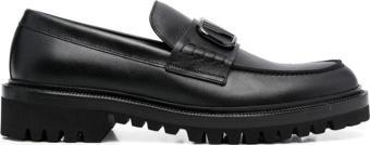 Valentino Garavani Vlogo Signature Siyah Erkek Deri Loafer
