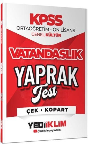 2026 KPSS Ortaöğretim Ön Lisans Vatandaşlık Çek Kopart Yaprak Test Yediiklim Yayınları - Yediiklim Yayınları