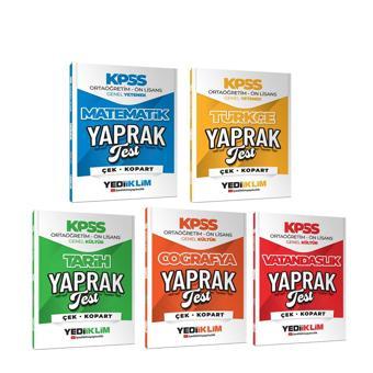 Yediiklim Yayınları 2026 KPSS Ortaöğretim Ön Lisans Yaprak Test Seti 5 Kitap - Yediiklim Yayınları