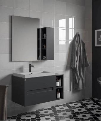 BELİNZA AURORA BANYO DOLABI TAKIMI ANTRASİT 85 CM (TAKIM 4 PARÇA)