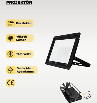 100W Led Projektör Beyaz Işık