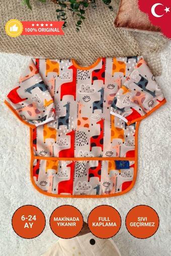 Anp Moda Tasarım Graffe Desenli Sıvı Geçirmez Unisex Aktivite Ve Mama Önlüğü 6-24 Ay