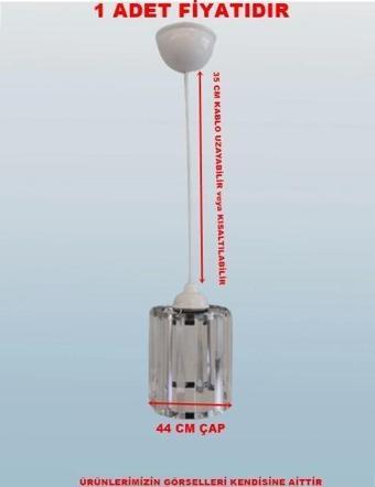 DMR Kristal Taşlı Yuvarlak Tekli Avize E-27