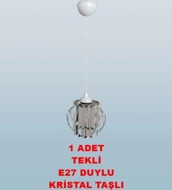 DMR Kristal Taşlı Yuvarlak Küçük Fiskiye Tekli Avize E-27