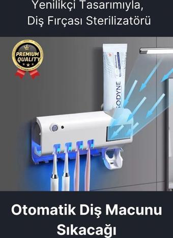 Akıllı Güneş Enerjili Usb Şarjlı Diş Macunu Sıkacağı 4 Diş Fırçası UV Işık Sterilizatörü Temizleyici