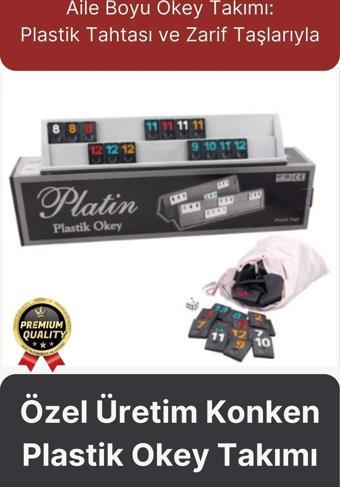 Premium Kaliteli Eğlence Hobi Çizilmeye Dayanıklı Silinebilir Büyük Boy Konken Plastik Okey Takımı