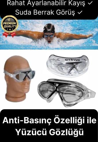Deluxe Ayarlanabilir Kayış Deniz Havuz Su Geçirmez Plastik Antifog Kutulu Yetişkin Yüzücü Gözlüğü