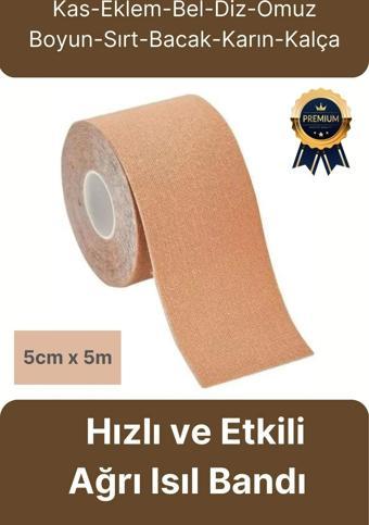 Hızlı Etkili Ten Rengi Bel Diz Omuz Boyun Sırt Bacak Kas Eklem Kinezyo IsıI Bandı 5cm x 5m