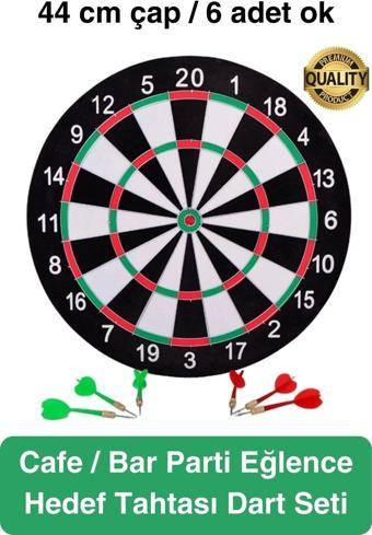 Premium 44 cm Dart Tahtası Seti Metal Uçlu 6 Ok Parti Eğlence Cafe Hediye Hobi Oyun Aktivite Her Yaş