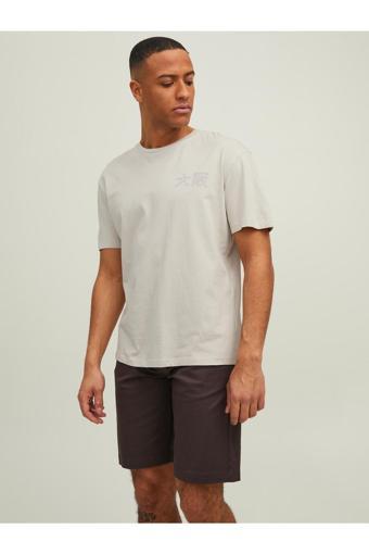 Jack & Jones Japan Tee Ss Crew Neck Erkek Bej Tshirt 12210323-06