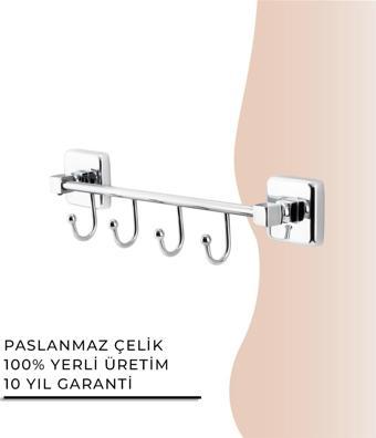 İGK YAPI - Çelik Banyo Kumru Kancalı Dörtlü Askılık (KU10-057)