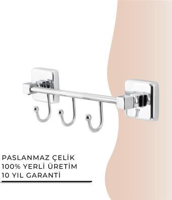 İGK YAPI - Çelik Banyo Kumru Kancalı Üçlü Askılık (KU10-063)