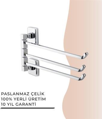 İGK YAPI - Çelik Banyo Kumru Üçlü Döner Havluluk (KU10-015)