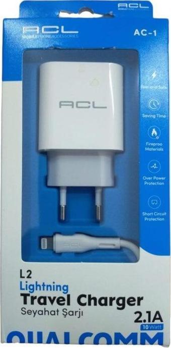 ACL ŞARJ BAŞLIK+KABLO İPHONE (Ligthining) 10W 2.1A
