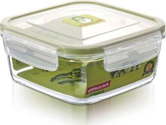 Glassco -lock Temperli Kilitli Cam Saklama Kabı Kare 760 Cc Sızdırmaz, Cam