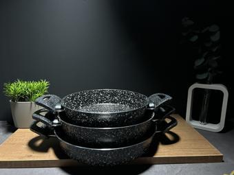 Granit 20-22-24 Cm Granit 3lü Çift Kulplu Omlet/sahan Tava Seti