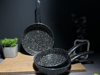 Granit 20-22-24 Cm Granit 3lü Tek Kulplu Omlet/sahan Tava Seti