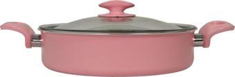 Mehtap rosa teflon basık pilavlık karnıyarık tencere 26 cm.pembe
