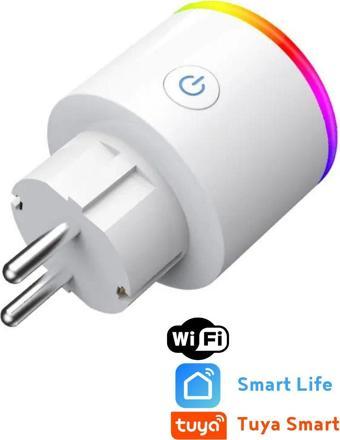 Rever Akım Korumalı Priz Wi-Fi Tuya Destekli Akıllı Priz Rgb Led Işıklı
