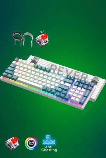 Rever Mekanik Oyuncu Klavyesi Red Switch Retro Dizayn 9 Işık Animasyonlu Rainbow Led Işıklı Gaming Klavye