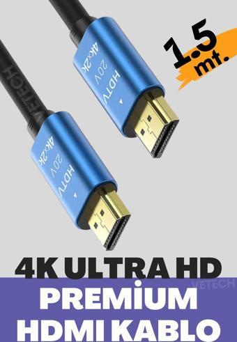 Vetech 4K Hdmı Kablosu Hdtv 2.0V 1.5Mt. Oyuncu Bilgisayarı, Playstation, Xbox, Notebook İçin