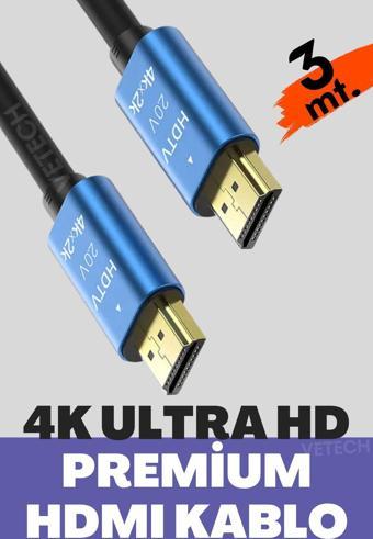 Vetech 4K Hdmı Kablosu Hdtv 2.0V 3Mt. Oyuncu Bilgisayarı, Playstation, Xbox, Notebook İçin