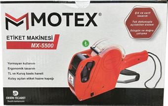 Motex MX-5500 Etiket Makinesi Fiyatlandırma Etiket Tabancası Yeni Sürüm 8 Hane (Kırmızı)