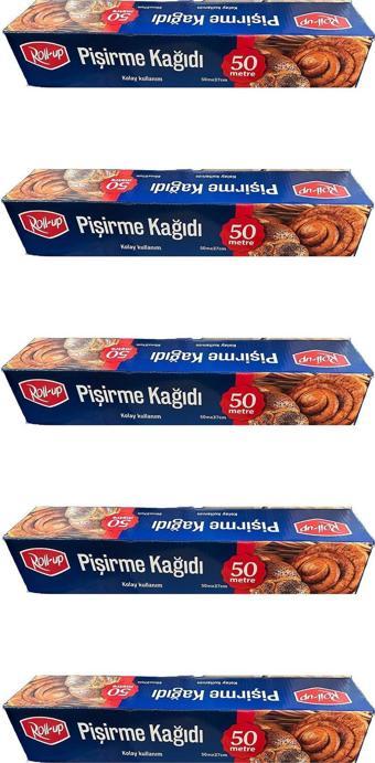 Roll-Up Beyaz Yağlı Fırın Tepsi Pişirme Kızartma Kağıdı - 37 Cm. x 50 Metre - 5 Adet