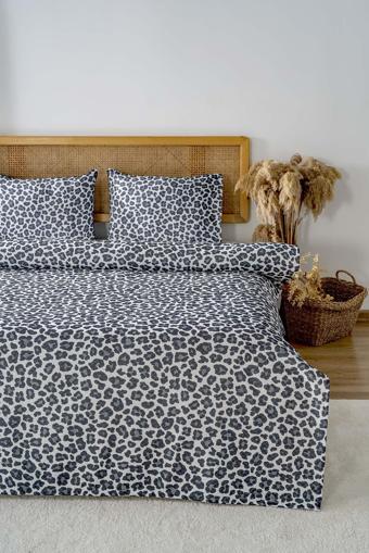 Leopar Siyah Çift Kişilik Baskılı Pike 200 x 220 cm