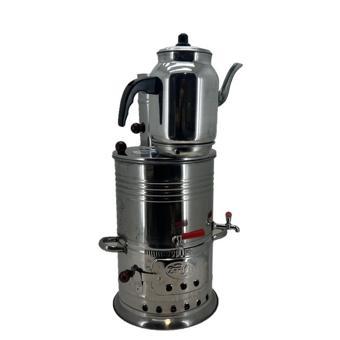 Paslanmaz 304 Çelik 5 litre Çift Hazneli Demlikli Semaver