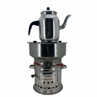 Paslanmaz 304 Çelik 7 litre Çift Hazneli Demlikli Semaver