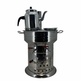 Paslanmaz 304 Çelik 10 litre Çift Hazneli Demlikli Semaver