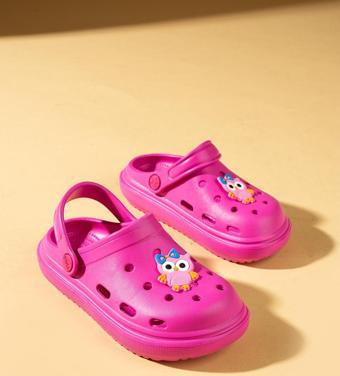 Pembe Potin Maskotlu Rahat Taban Eva Çocuk Sandalet CY24-110