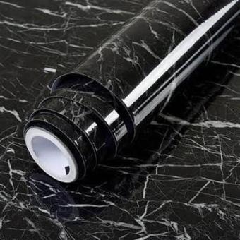 Büro Ev Ofis Mutfağı için 5MT Siyah Mermer Desen Yapışkanlı Tezgah Koruyucu Folyo