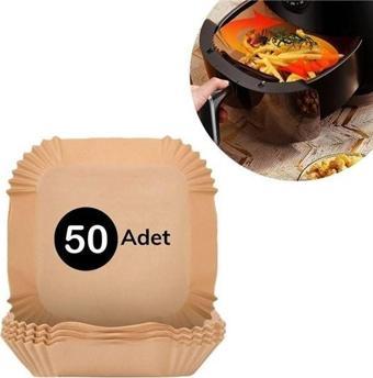 50 Adet Air Fryer Pişirme Kağıdı Tek Kullanımlık Hava Fritöz Yağ Geçirmez Yapışmaz Kare Tabak Model-Findit