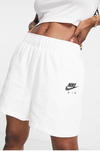 Nike Air High Rise Loose Fit Short White Kadın Bol Kesim Yüksek Bel Pamuklu Şort Beyaz