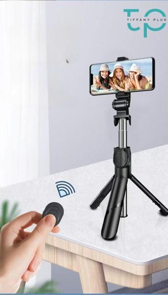 Selfie Çubuğu Tripod Siyah Kumandalı Bluetoothlu TP-1019