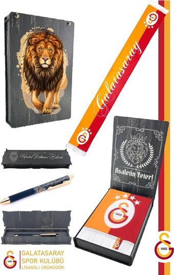Galatasaray Orijinal Lisanslı Çift Yön Baskılı Şal Kaşkol Atkı ve Hybrit Tükenmez Kalem 