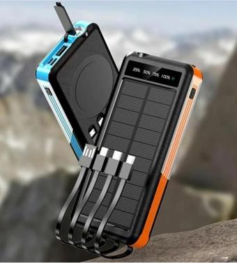 Solar Powerbank 1xUSB 10.000mAh LCD Ekran Dahili USB Mikro Type-C Powerbank