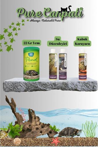 PureCanpati Kaplumbağa 22 gr Yem,bakım Seti(Kabuk Koruyucu ve Su Düzenleyici)