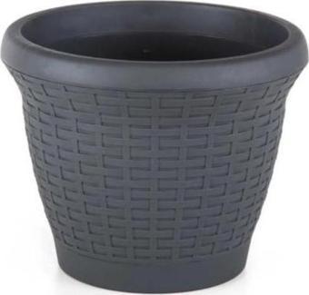 Omnipazar SO-HS02 Plastik Hasır Desenli Dekoratif Saksı 6 Litre No 2